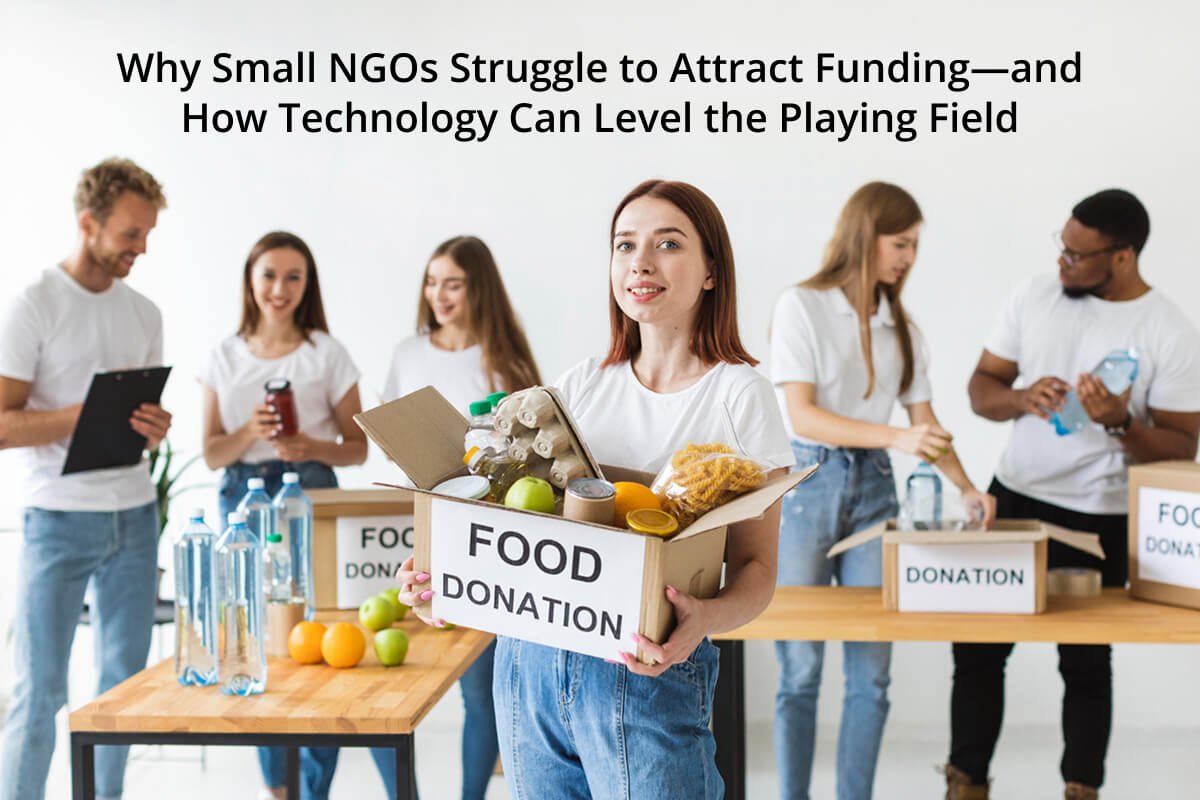 Small NGO team using digital tools and crowdfunding platforms to attract donors and funding